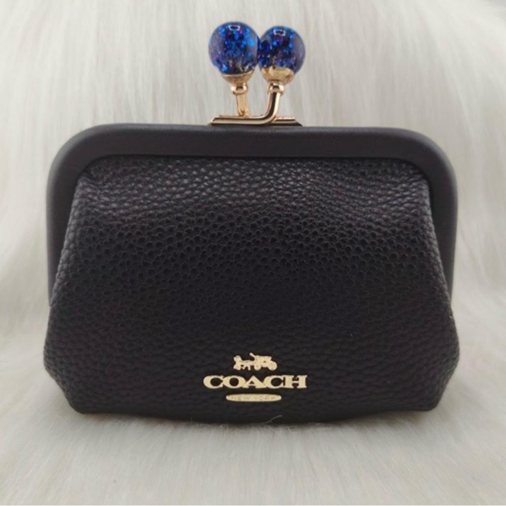 Coach Nora Black Kiss Lock Coin Purse